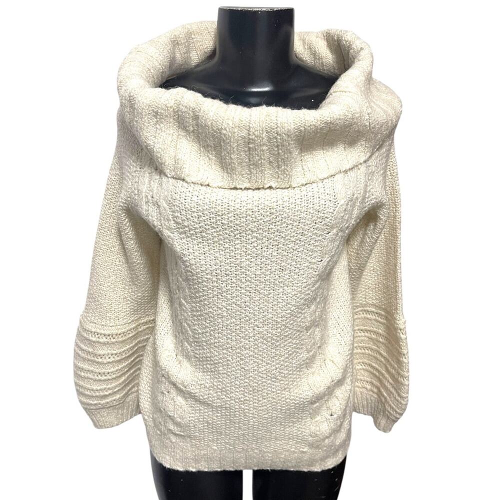 Medium Sleeping on Snow Anthropologie Ivory Soft Sweater Wide Cowl Neck
